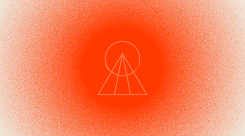 Athletic Performance icon of mountain with summit encircled in front of circular red light gradient