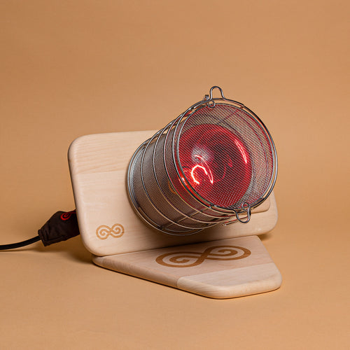 SaunaSpace Glow Infrared Therapy Light - on Basswood Glow Base.