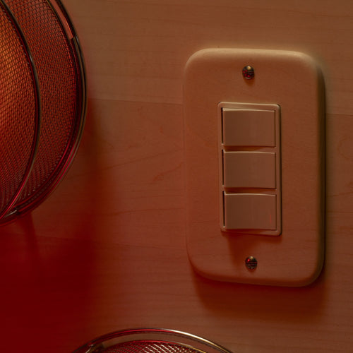SaunaSpace Hearth Quartet Infrared Therapy Sauna Panel - close up of switch