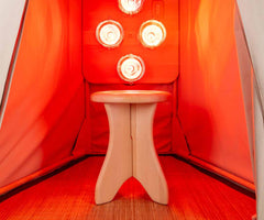 SaunaSpace Sauna Stool - Inside FireLight Sauna - front view