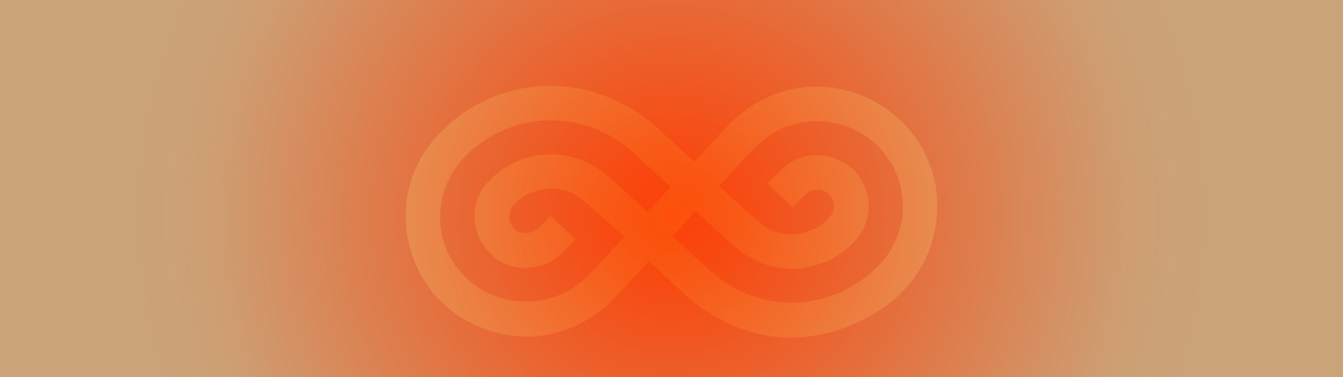 SaunaSpace logo mark that is faded with red glow on beige background