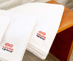 SaunaSpace Bath Sheet - on bench