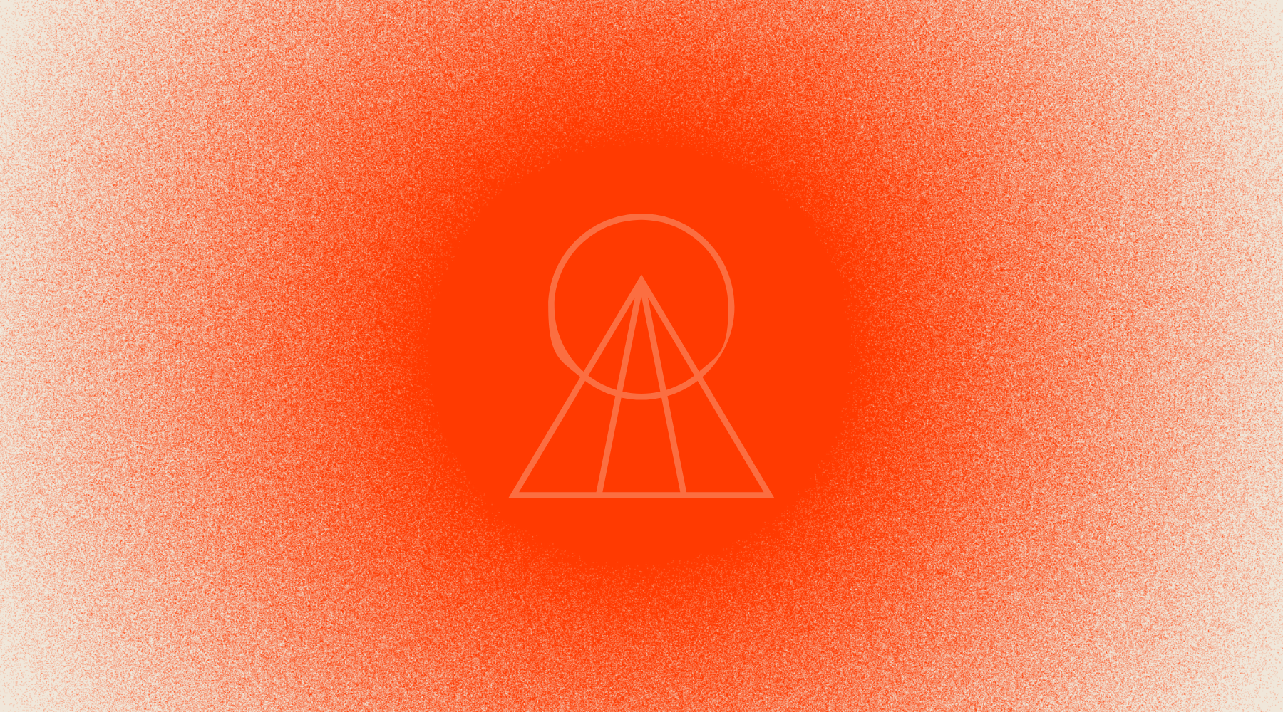 Athletic Performance icon of mountain with summit encircled in front of circular red light gradient