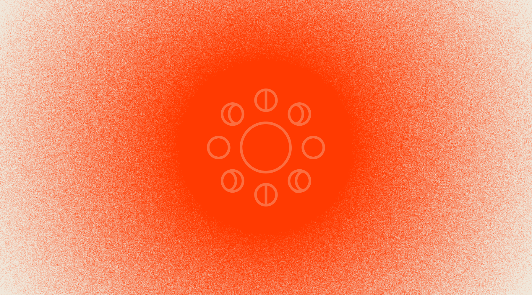 Better Sleep icon of moon phases surrounding sun in front of circular red light gradient