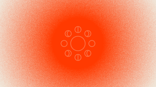 Better Sleep icon of moon phases surrounding sun in front of circular red light gradient