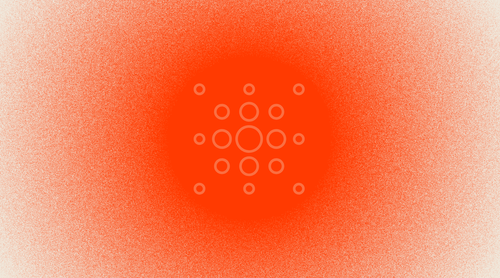 Detoxification icon of circles radiating outward from central circle in front of circular red light gradient