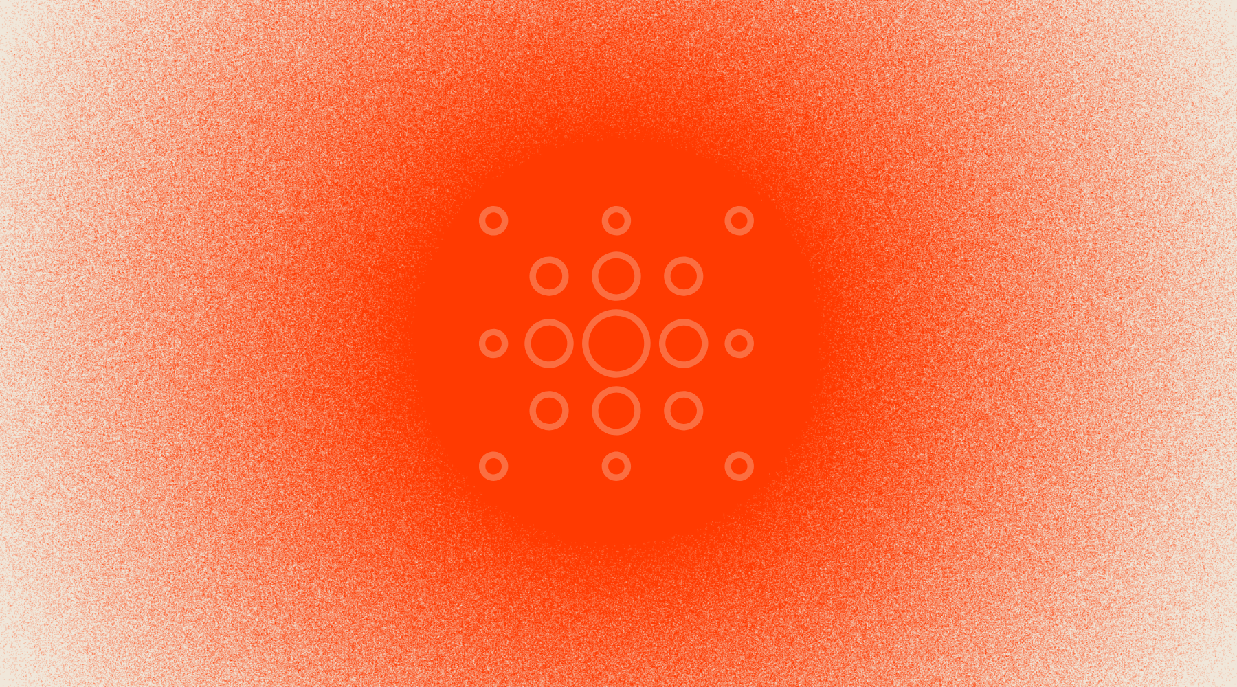 Detoxification icon of circles radiating outward from central circle in front of circular red light gradient