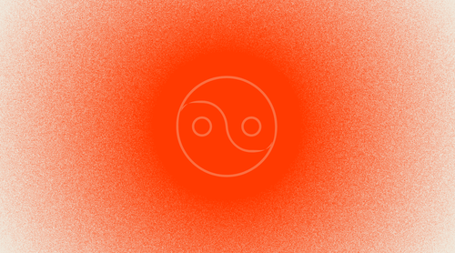 Emotional Balance icon of yin-yang symbol in front of circular red light gradient