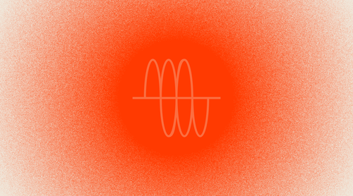 Enhanced Cognition icon of horizontal line with sine waves surrounding it in front of circular red light gradient