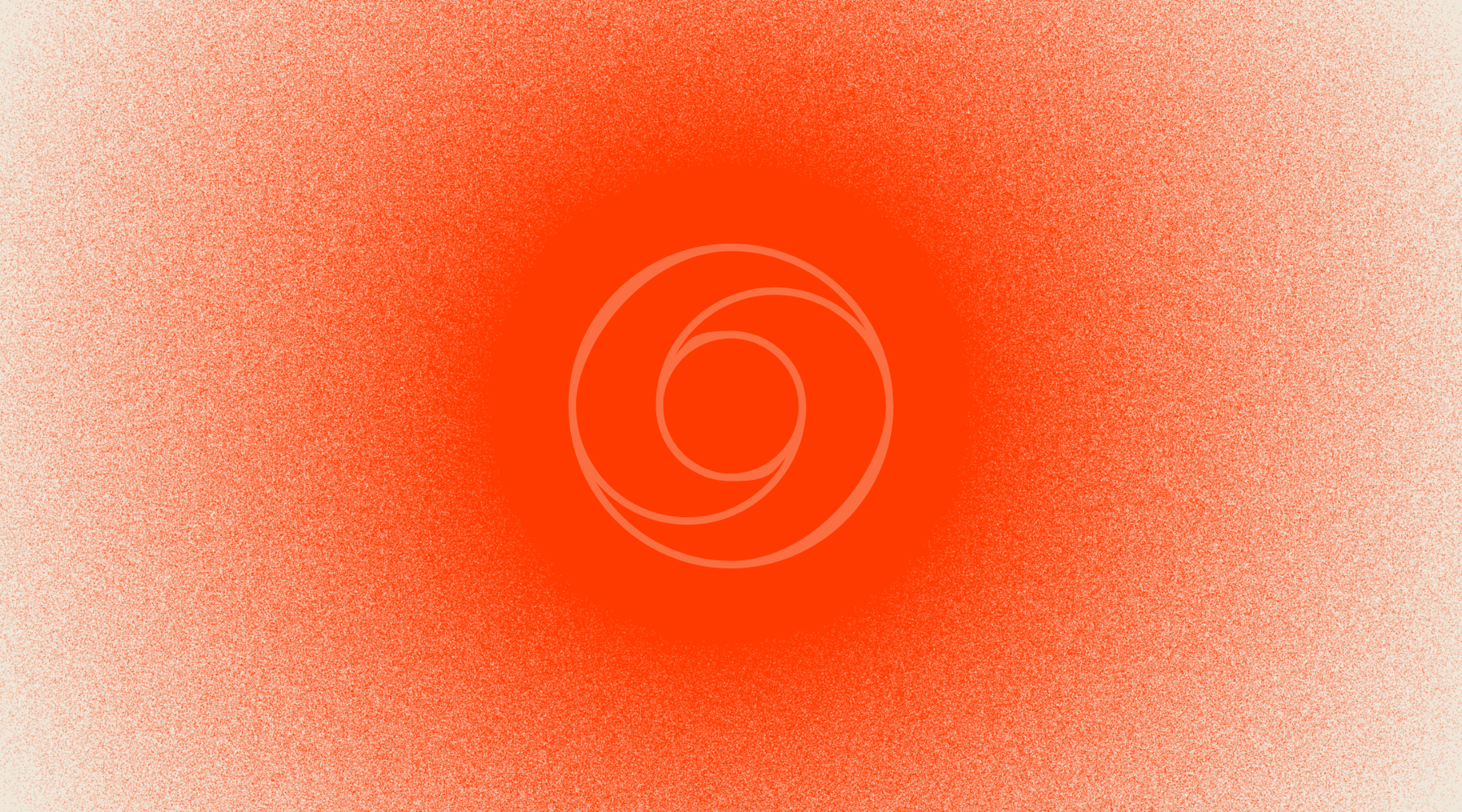 Longevity icon of circle inside circle connected with two spiral lines in front of circular red light gradient