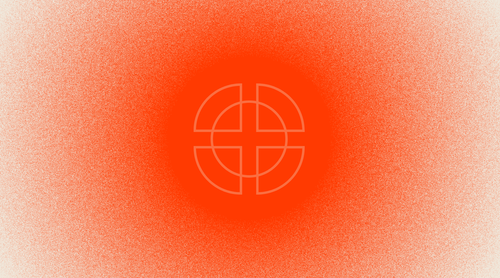 Pain Relief icon of circle with quarter-circle pieces radiating out in front of circular red light gradient