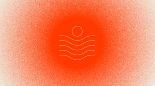 Skin Rejuvenation icon of circle above wavy lines in front of circular red light gradient
