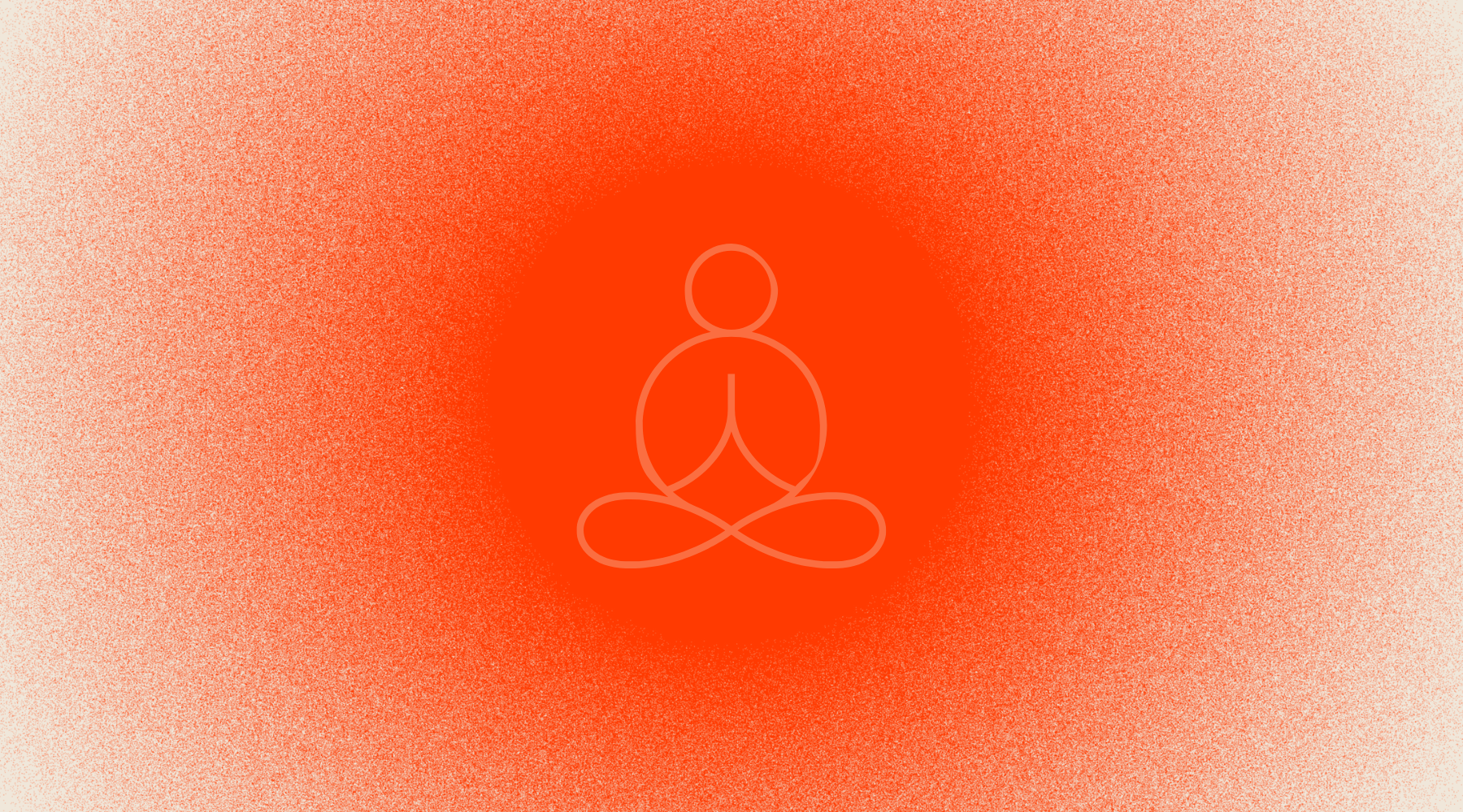 Stress Reduction icon of person sitting in seated lotus meditation pose in front of circular red light gradient