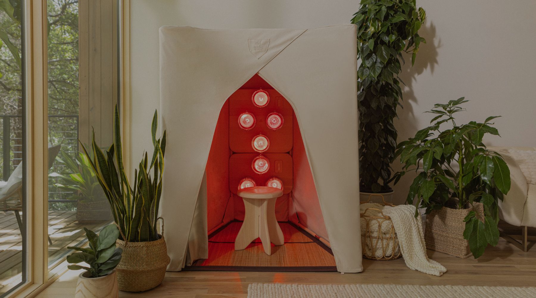 FireLight® Infrared SuperSauna - Natural in a living room with plants
