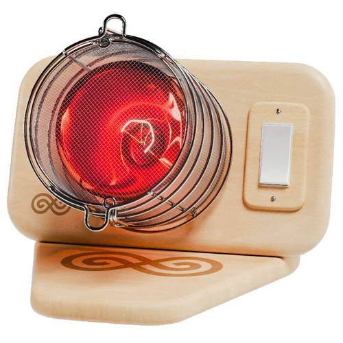 SaunaSpace Glow Infrared Therapy Light - on Basswood Glow Base.