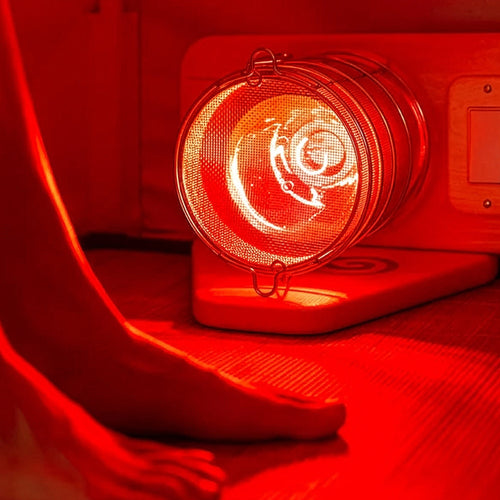 SaunaSpace Glow Infrared Therapy Light - Placed on the floor shining on feet and ankles may help reduce pain.