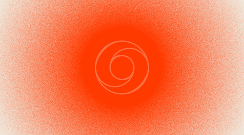 Abstract design with concentric circles  in the center of a gradient background transitioning from red to beige