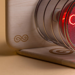 SaunaSpace Glow Infrared Therapy Light - close up of engraving