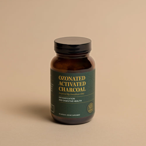 Global Healing Ozonated Activated Charcoal 60 capsule Bottle - natural toxin and heavy metal binder