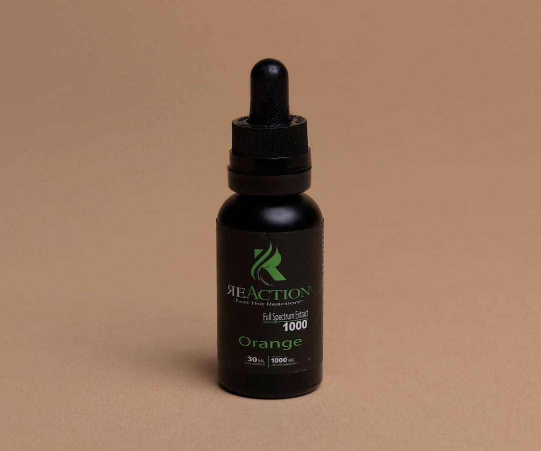 reaction full spectrum extract tincture 30ml
orange flavor 1000mg