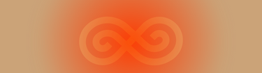 SaunaSpace logo mark that is faded with red glow on beige background